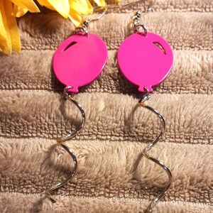 Hand Crafted Balloon Pierced Earrings Hot Pink